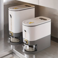 Large Rice Bucket with Measuring Cup - Sealed Cereal Storage Container