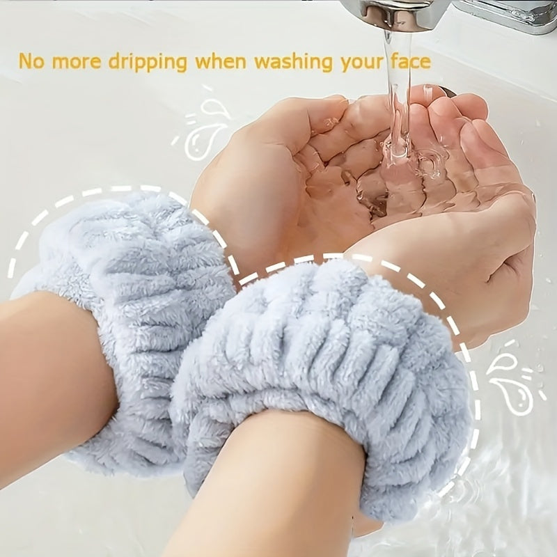 2pcs Face Washing Wrist Band Absorb Water Sweat Wiping Bracelet