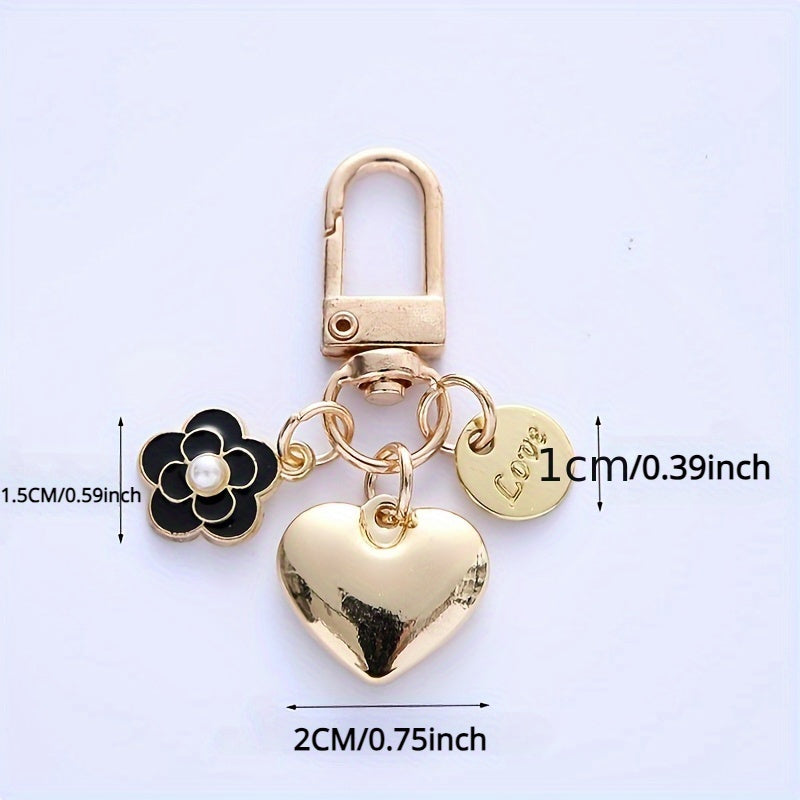 Heart & Flower Car Keychain Bag Pendant Gift