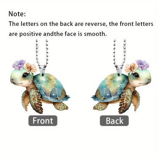 Acrylic Flower Turtle Pendant Keychain Bag Car Charm