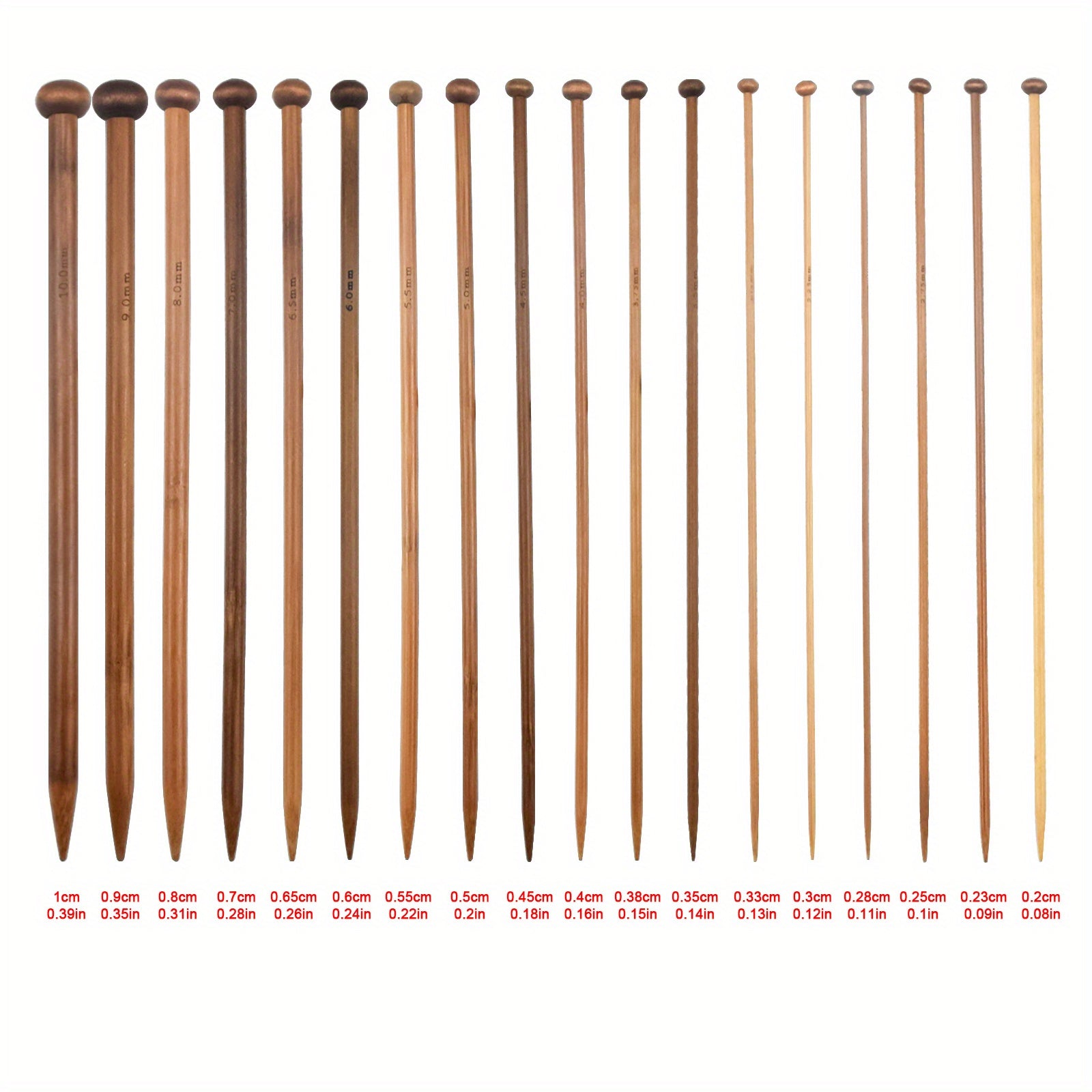 36pcs Bamboo Knitting Needles Set 2.0mm-10mm for DIY Sweater Scarf Blanket