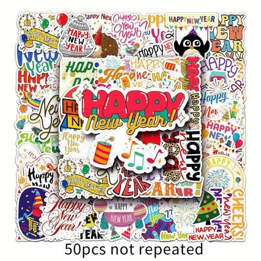 50pcs Year Happy Inspiration Blessings Decorative Stickers