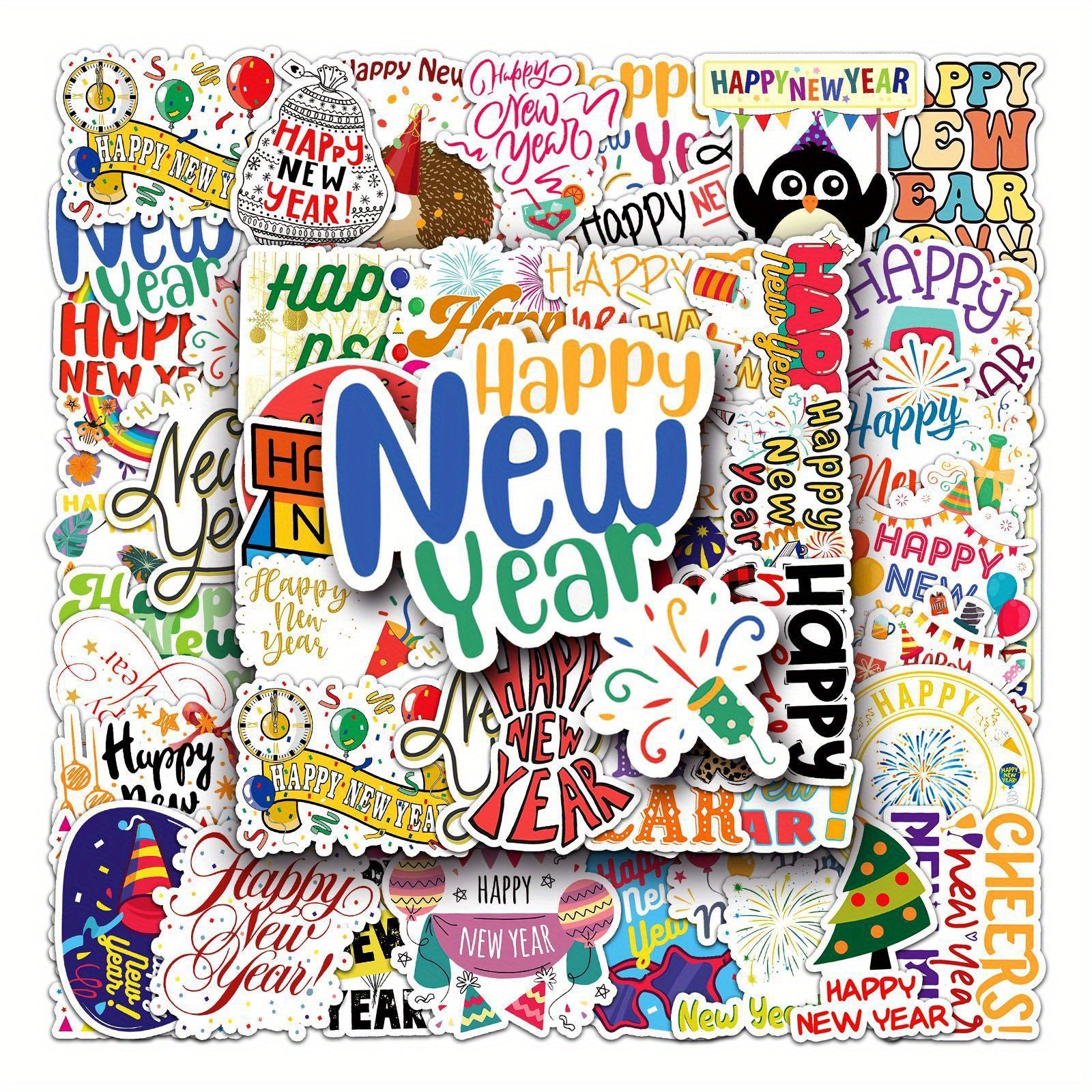 50pcs Year Happy Inspiration Blessings Decorative Stickers