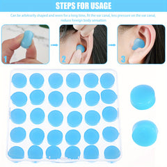 30pcs Reusable Silicone Ear Plugs for Sleeping Swimming Noise Reduction