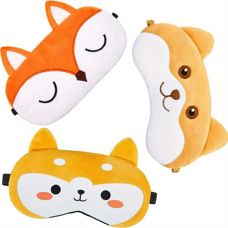 3pcs Cartoon Animal Eye Mask Soft Eyeshade