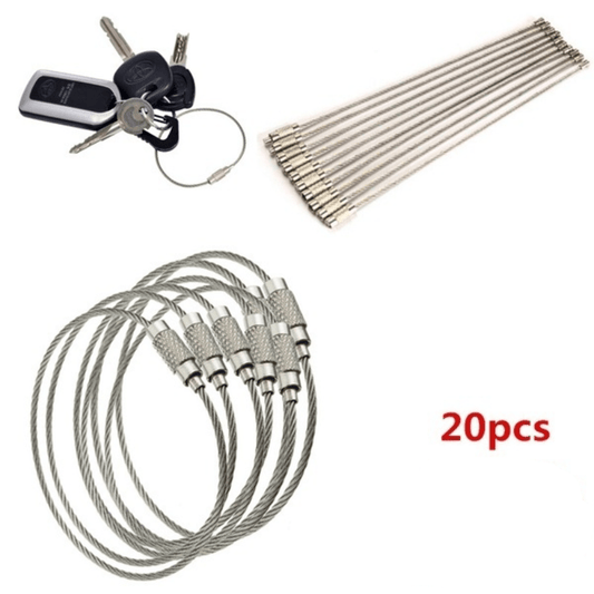 20pcs Stainless Steel Keychain Cable Rope for Outdoor Hiking Camp Travel