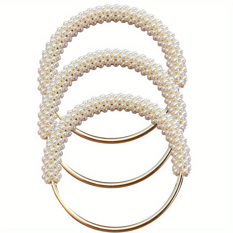 Pearl Handle Round Metal Ring Bag Accessory