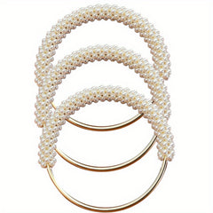 Pearl Handle Round Metal Ring Bag Accessory