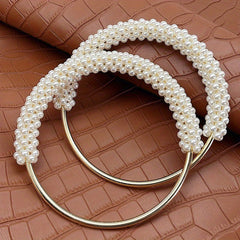 Pearl Handle Round Metal Ring Bag Accessory