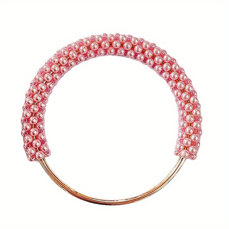 Pearl Handle Round Metal Ring Bag Accessory