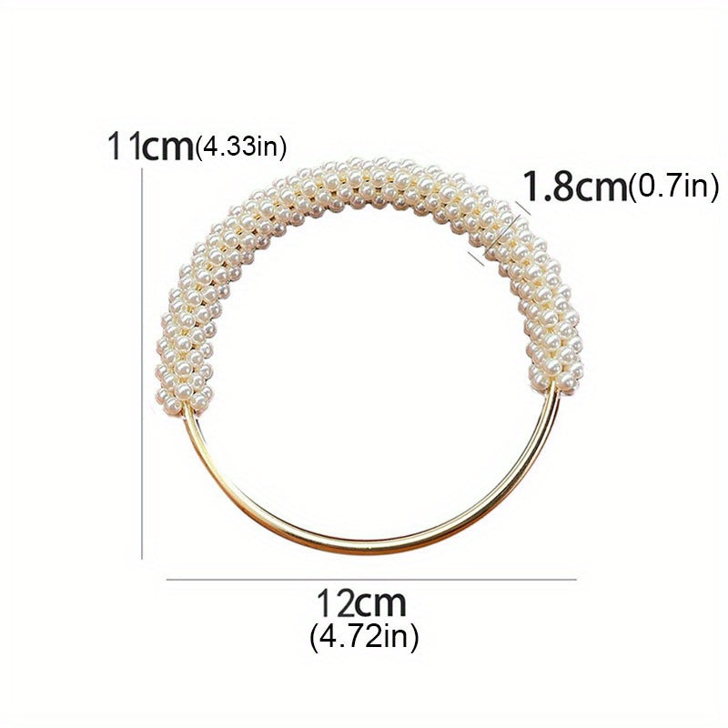 Pearl Handle Round Metal Ring Bag Accessory