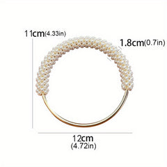 Pearl Handle Round Metal Ring Bag Accessory