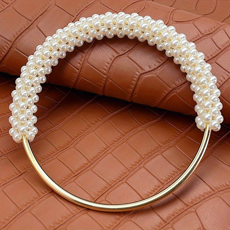 Pearl Handle Round Metal Ring Bag Accessory