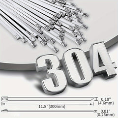 20 Metal Zip Ties 29.97 cm Steel Heavy Duty Self-locking Cable Ties