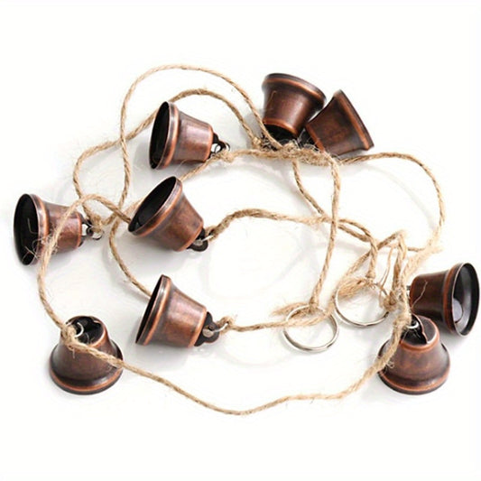 Vintage Jingle Bells Hanging String Cast Iron Antique Bronze Decor