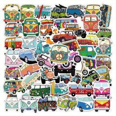 50pcs Hippie Bus Stickers for Decoration Books Laptops Cups