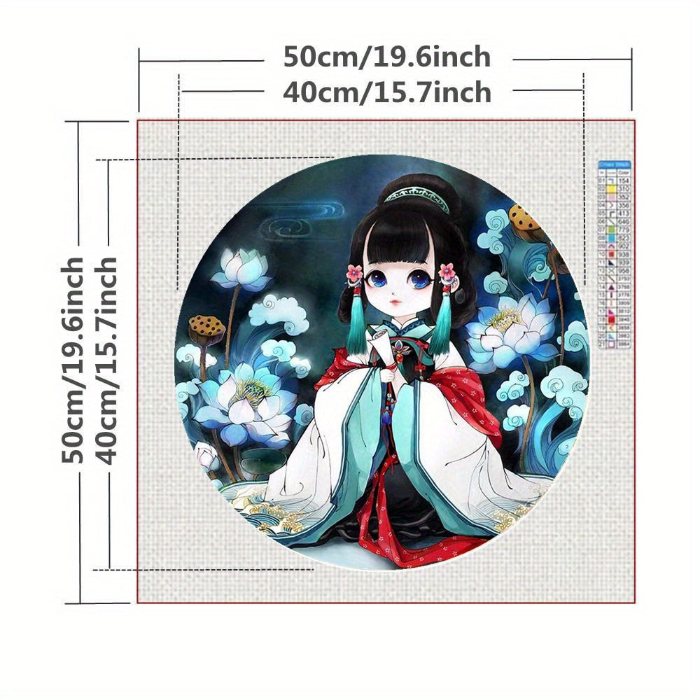 DIY Cross Stitch Lotus Fairy Girl Kit Full Embroidery Set