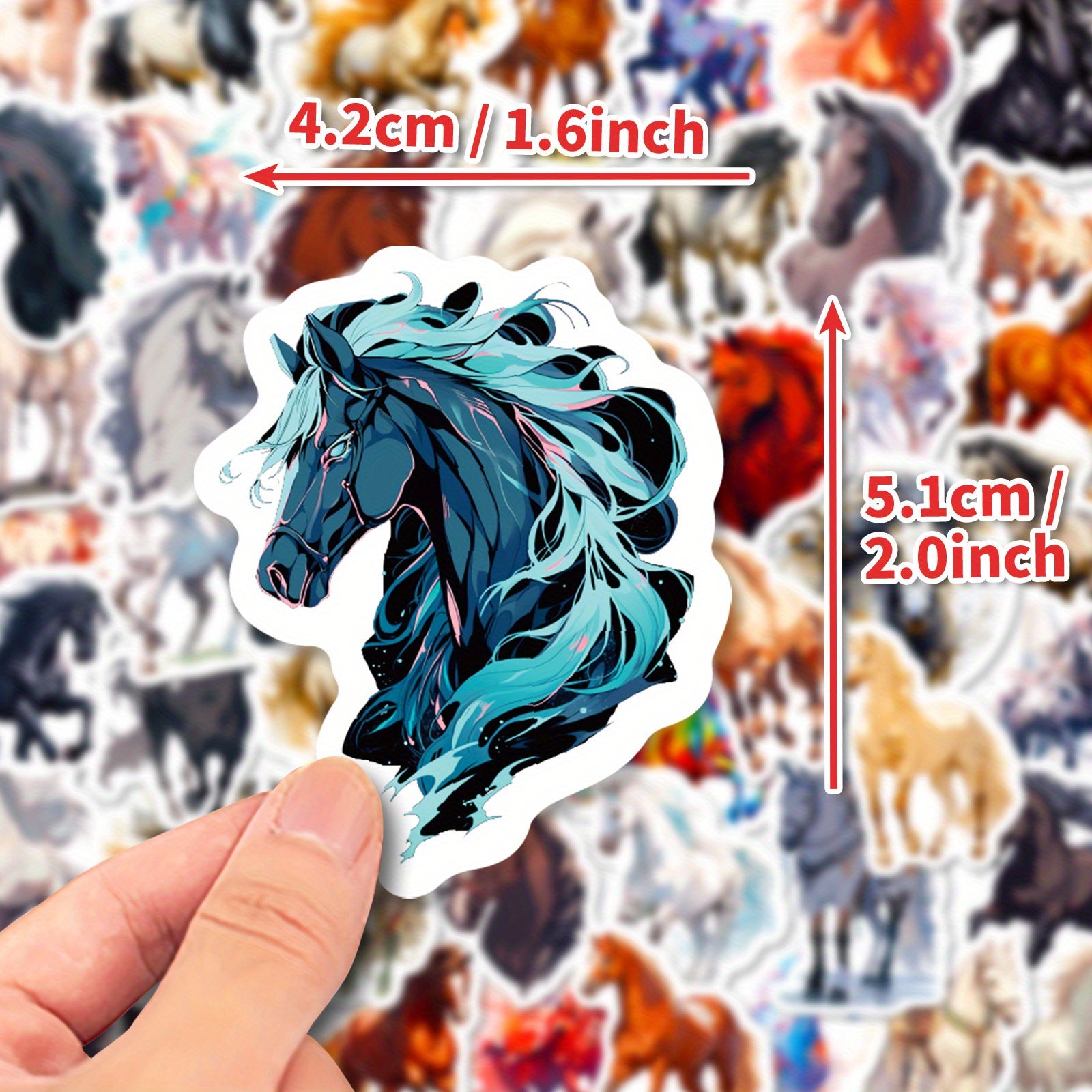50pcs Cartoon Horse Stickers for Stationery Laptops Mobile Cases