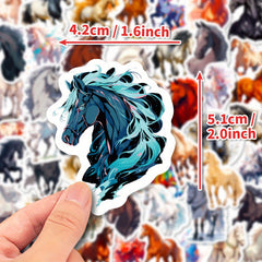 50pcs Cartoon Horse Stickers for Stationery Laptops Mobile Cases