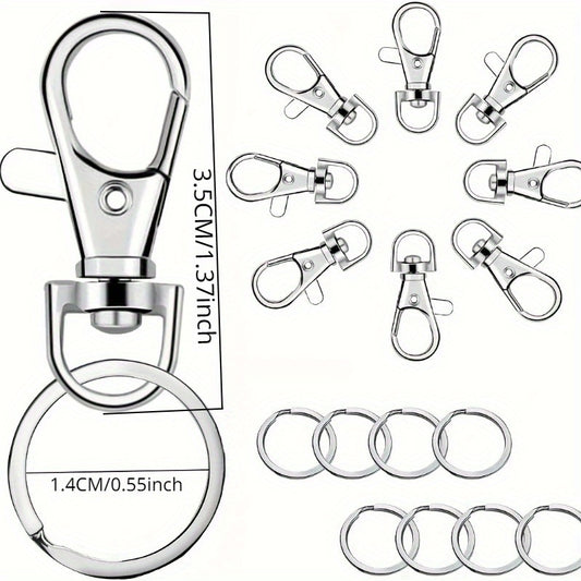 25 Sets Key Chain Hooks With Key Rings DIY Craft Lanyard Ornaments Accessories