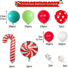 Christmas Candy Cane Balloon Garland Arch Kit - Red Confetti Balloons