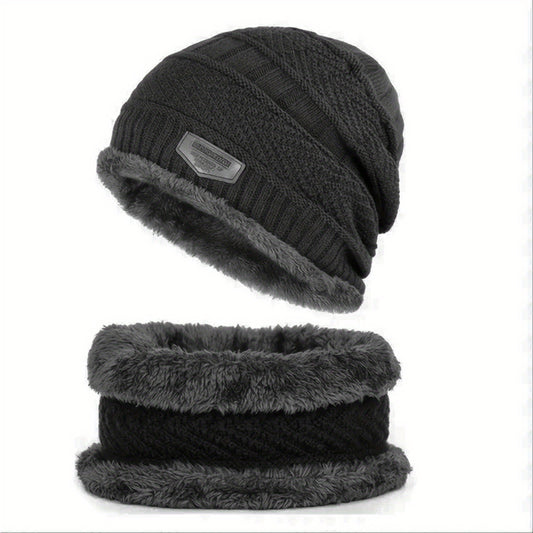 Striped Warm Winter Hats With Neck Scarf - Cycling Skiing Gear