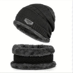 Striped Warm Winter Hats With Neck Scarf - Cycling Skiing Gear