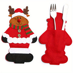 Christmas Fork Bag Kitchen Cutlery Holders Pockets Decor