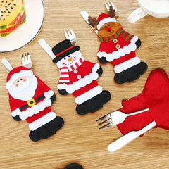 Christmas Fork Bag Kitchen Cutlery Holders Pockets Decor