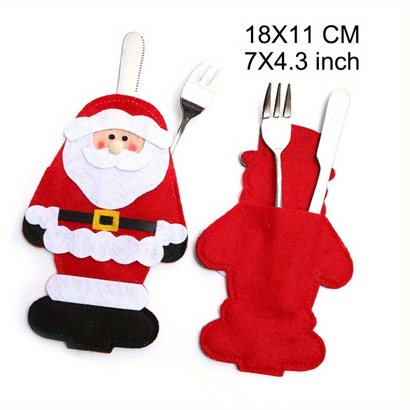 Christmas Fork Bag Kitchen Cutlery Holders Pockets Decor