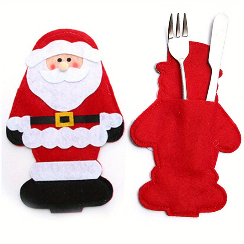 Christmas Fork Bag Kitchen Cutlery Holders Pockets Decor