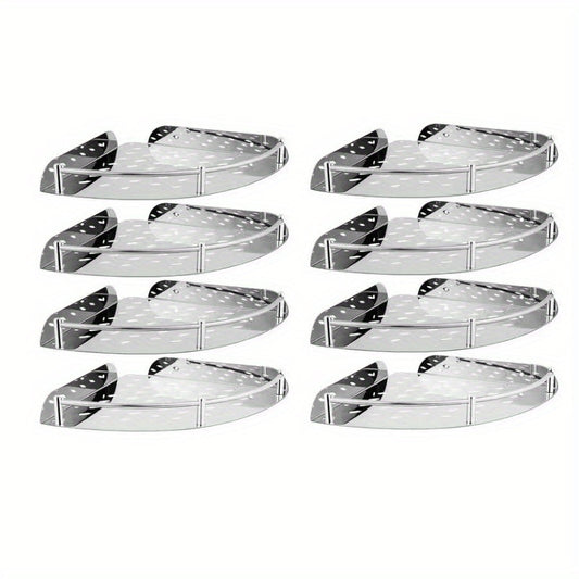 8pcs Stainless Steel Triangle Rack Bathroom Kitchen Storage Shelf