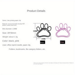 20pcs Cat Claw Paper Clips Macaron Pink Funny Cat Metal Pins