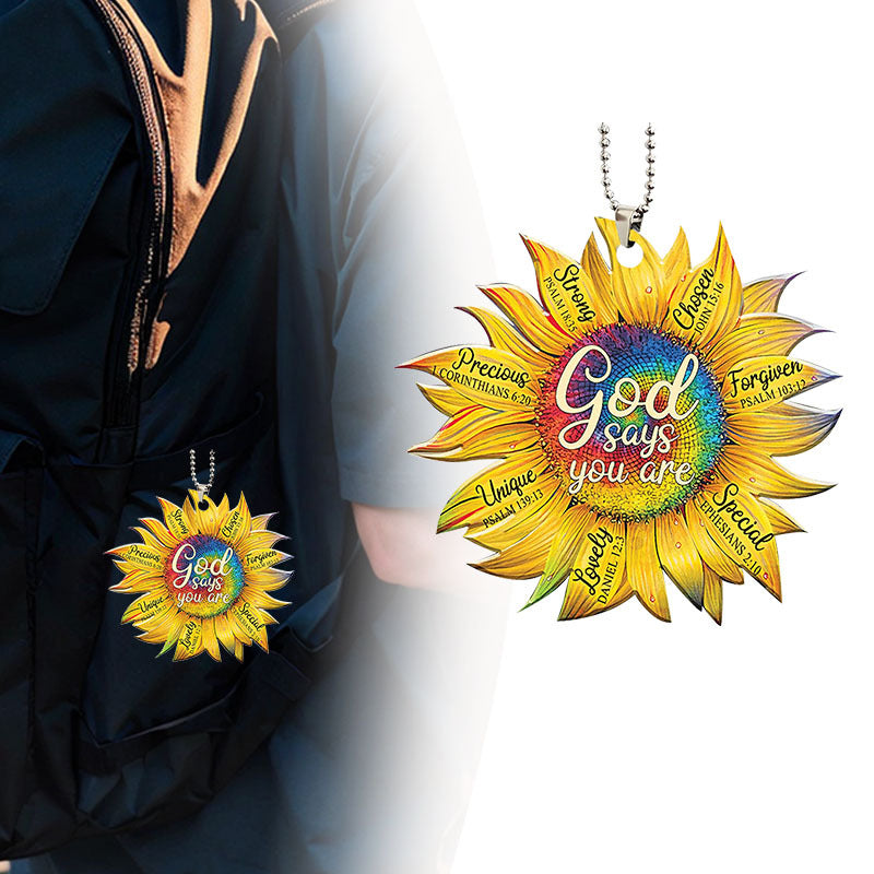 Acrylic Autumn Yellow Sunflower Backpack Decoration Pendant