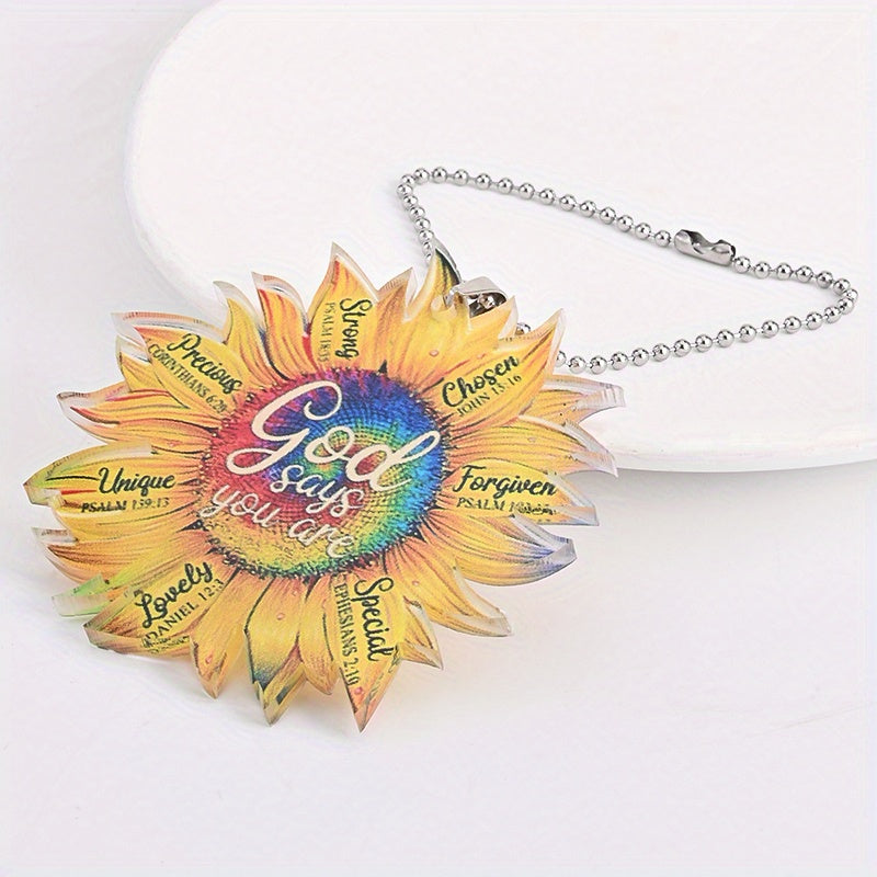 Acrylic Autumn Yellow Sunflower Backpack Decoration Pendant