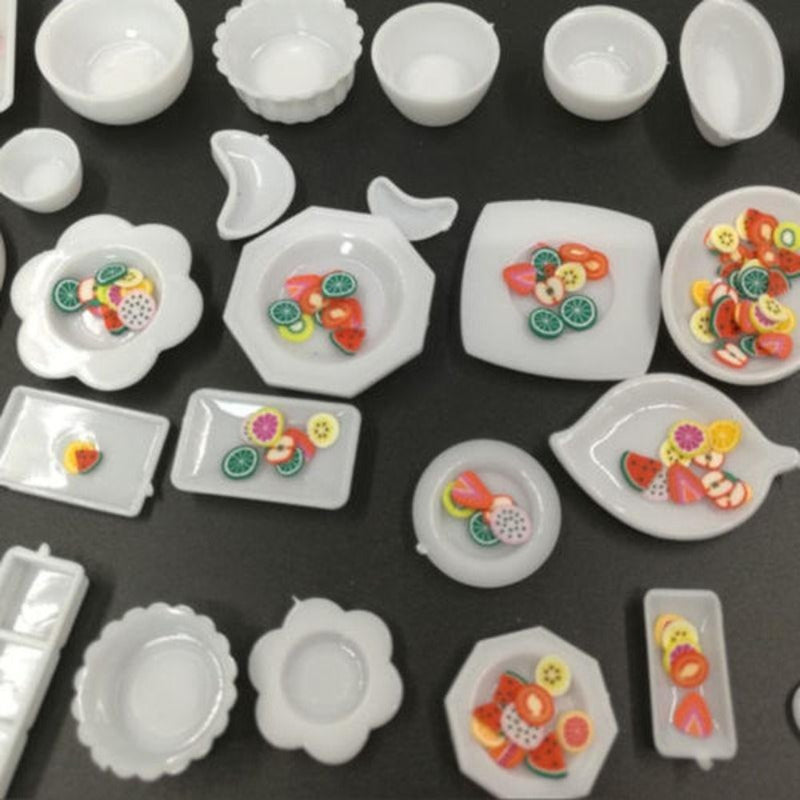 33pcs DIY Food & Play Plates 1:12 Model House Kitchen Tableware Accessories