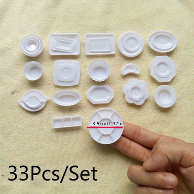 33pcs DIY Food & Play Plates 1:12 Model House Kitchen Tableware Accessories