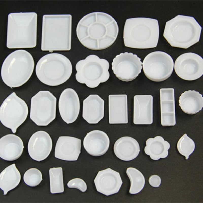 33pcs DIY Food & Play Plates 1:12 Model House Kitchen Tableware Accessories