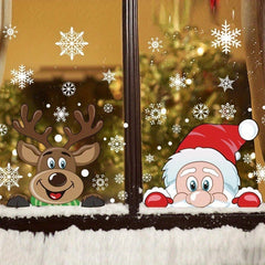 Santa Claus Elk Shop Hotel Christmas Window Double Sided Glass Sticker