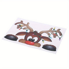 Santa Claus Elk Shop Hotel Christmas Window Double Sided Glass Sticker