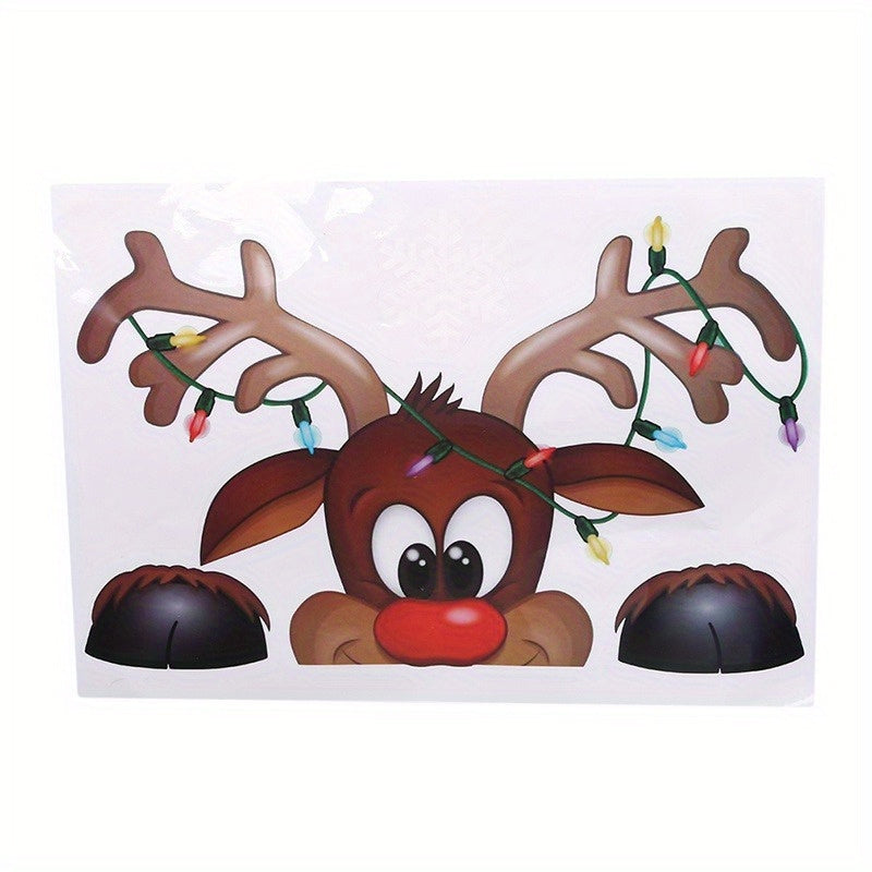 Santa Claus Elk Shop Hotel Christmas Window Double Sided Glass Sticker