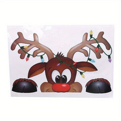 Santa Claus Elk Shop Hotel Christmas Window Double Sided Glass Sticker