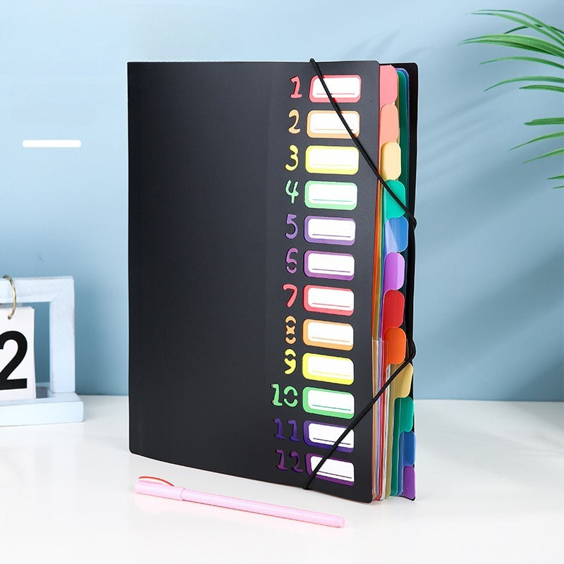 12-Layer Rainbow A4 File Folder Storage
