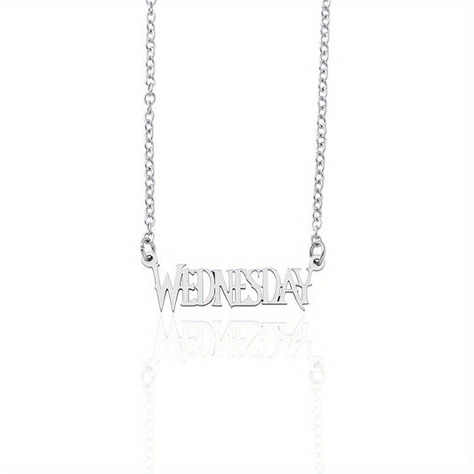 Stainless Steel Wednesday Letter Necklace