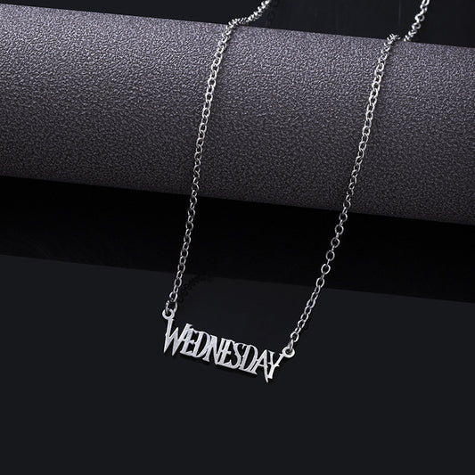 Stainless Steel Wednesday Letter Necklace