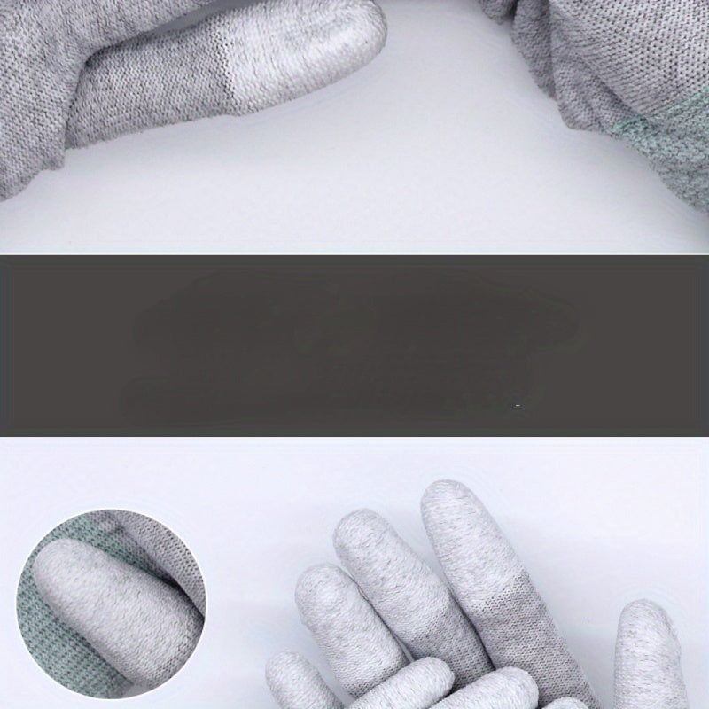 2pcs Nylon Anti static Gloves PU Coated Fingers Labor Protection Hand