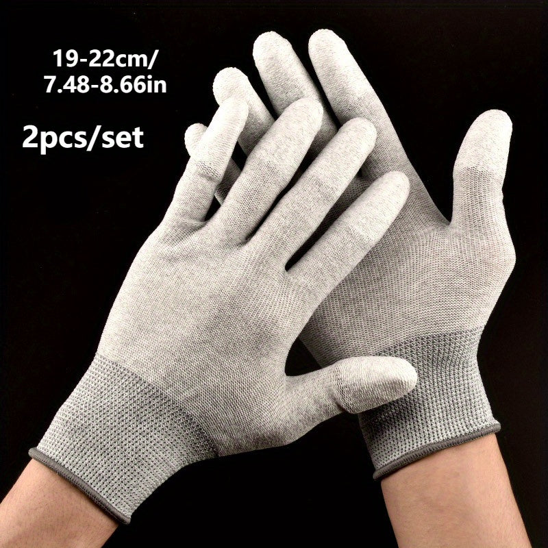 2pcs Nylon Anti static Gloves PU Coated Fingers Labor Protection Hand