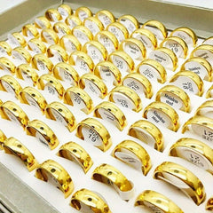 10pcs Golden Stainless Steel Wedding Couple Rings 6mm
