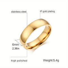 10pcs Golden Stainless Steel Wedding Couple Rings 6mm