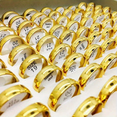 10pcs Golden Stainless Steel Wedding Couple Rings 6mm